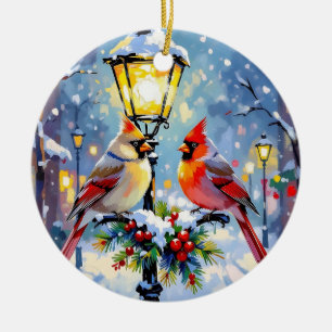 Ornamento De Cerâmica Um modelo de foto de Natal do Cardinal Personaliza