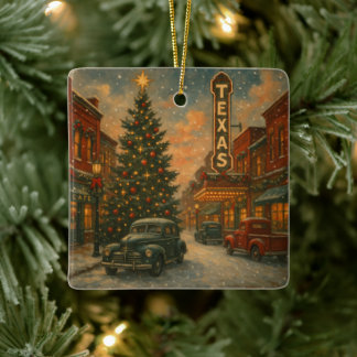 Ornamento De Cerâmica Um Natal Maravilhoso nas Ruas do Texas