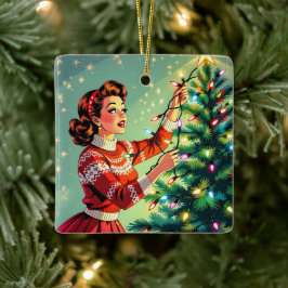 Ornamento De Cerâmica Um Natal retrô engraçado, sarcástico e nostálgico