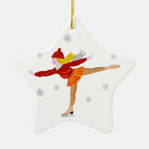 Ornamento De Cerâmica Um patinagem no gelo da rapariga como a queda dos
