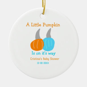 Ornamento De Cerâmica Um pequeno abóbora a caminho baby shower laranja