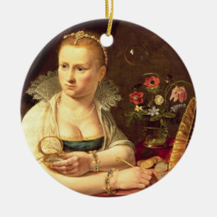 Ornamento De Cerâmica Um retrato dos vanitas de uma senhora acreditada