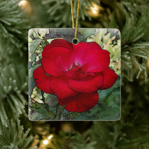 Ornamento De Cerâmica Um rosa solitário