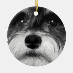 Ornamento De Cerâmica Um Schnauzer diminuto preto e branco