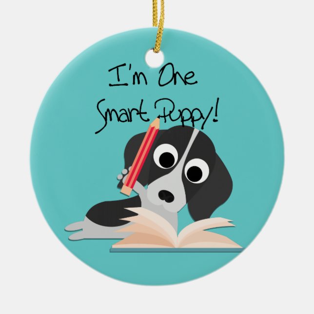 Ornamento De Cerâmica Um Smart Puppy (Frente)