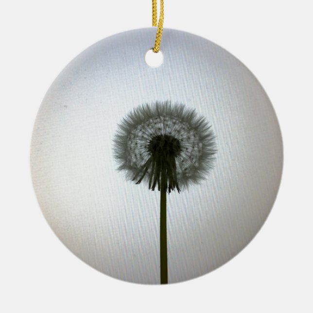 Ornamento De Cerâmica Um Solteiro Dandelion contra um pano de fundo bran (Frente)
