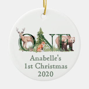 Ornamento De Cerâmica Um Woodland Animal 1rua Natal Personalizado