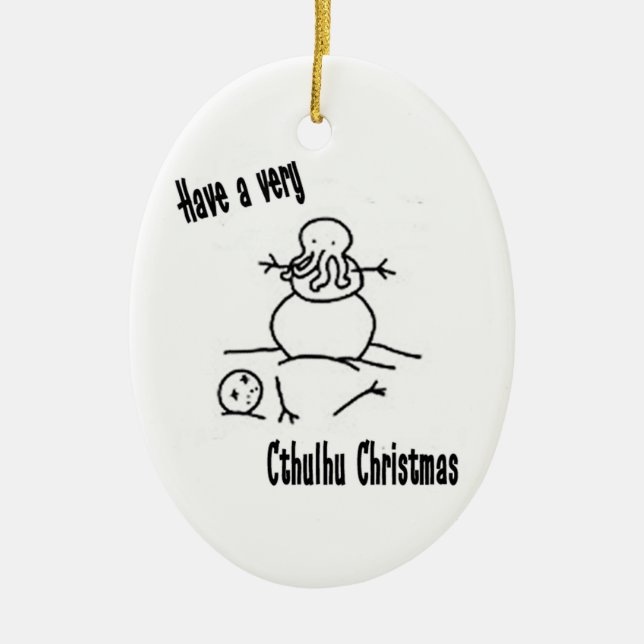 Ornamento De Cerâmica Um Xmas de Cthulhu (Frente)