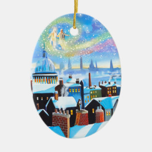 Ornamento De Cerâmica Uma canção de natal Scrooge do Natal e fantasma 