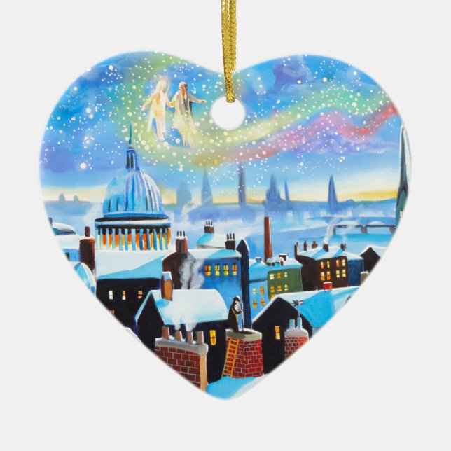 Ornamento De Cerâmica Uma canção de natal Scrooge do Natal e fantasma do (Frente)