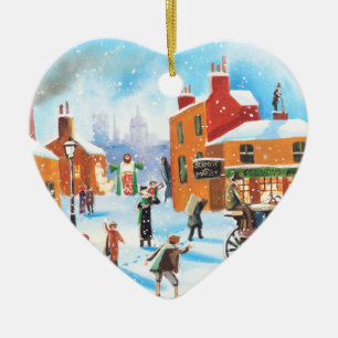 Ornamento De Cerâmica Uma canção de natal Scrooge e Tim minúsculo do