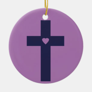 Ornamento De Cerâmica Uma Cruz Com Amor Arte de Amor Sagrado