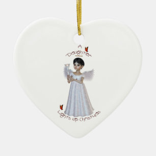 Ornamento De Cerâmica Uma filha ilumina acima o Natal