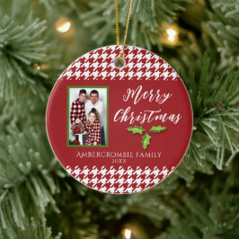 Ornamento De Cerâmica Uma foto de Red e White Houndstooth