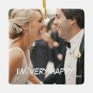 Ornamento De Cerâmica Uma Foto Personalizável de Deslocamento Elegante 