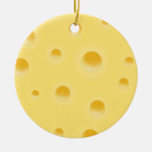 Ornamento De Cerâmica Uma mensagem de queijo personalizada amarelo-suíço (Frente)