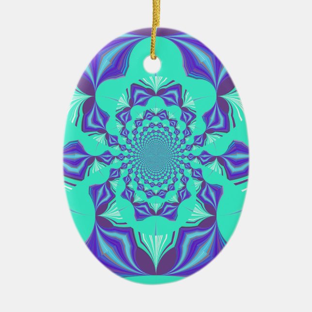 Ornamento De Cerâmica Uma mistura de caleidoscópio e mandala Art! (Frente)