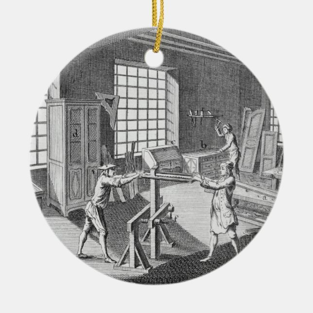 Ornamento De Cerâmica Uma oficina de fabricante de armário, 'do (Frente)