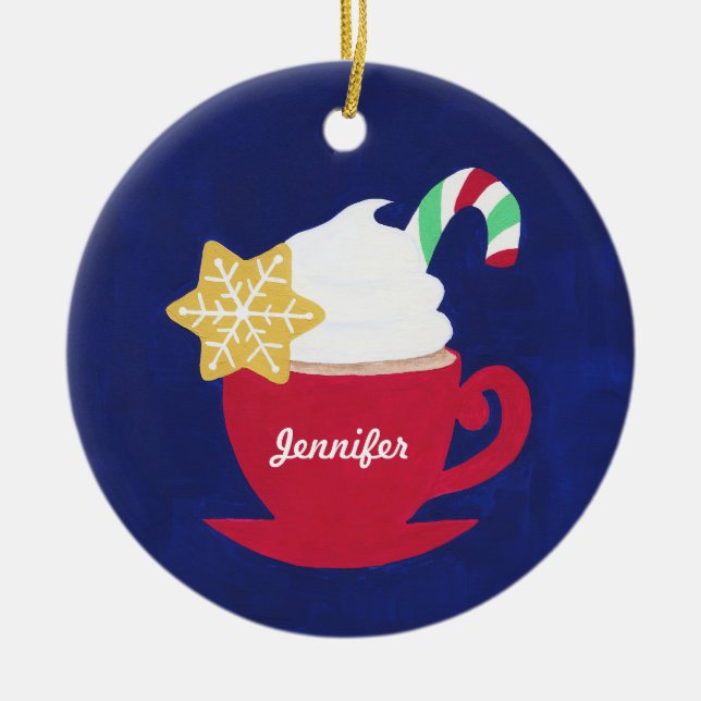 Ornamento De Cerâmica Uma taça de 'Tis the Season' (Frente)