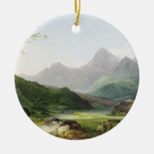 Ornamento De Cerâmica Uma vista de Snowdon do Capel Curig, 1787 (óleo e