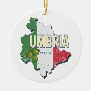 Ornamento De Cerâmica Úmbria Itália Retro Região Mapa Vintage Souvenir
