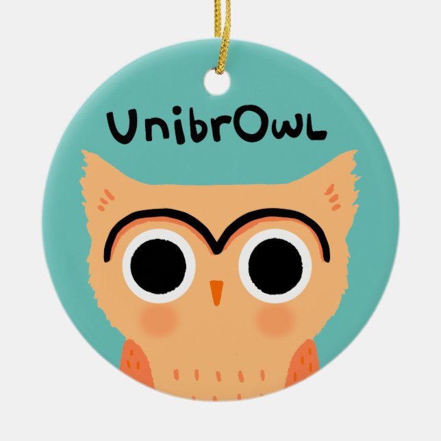 Ornamento De Cerâmica UnibrOwl Unibrow Owl | Coruja-de-sobrancelhas-grac (Frente)