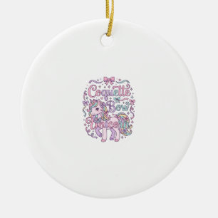 Ornamento De Cerâmica Unicorn Coquette Laço Unicórnio Fofa Gráfica Paste
