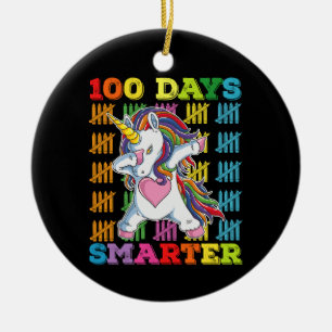 Ornamento De Cerâmica Unicórnio 100 Dias Mais Inteligente 100º Dia de Es