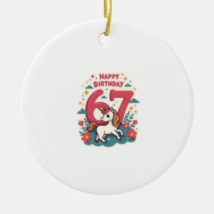 Ornamento De Cerâmica Unicórnio Arco-íris Cartoon Fofo Aniversário de 67