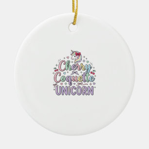 Ornamento De Cerâmica Unicórnio Cereja Coquete Unicórnio Original Zazzle