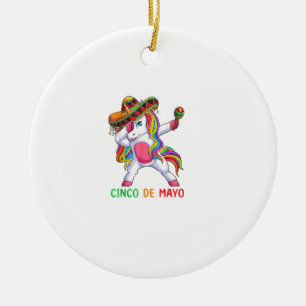 Ornamento De Cerâmica Unicórnio Dabbing Vamos Festa Cinco de Maio Crianç