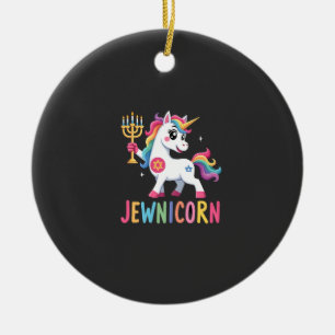 Ornamento De Cerâmica Unicórnio de Hanukkah Dabbing Jewnicorn Chanukah J