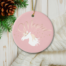 Ornamento De Cerâmica Unicórnio Mágico Rosa Moderno Personalizado