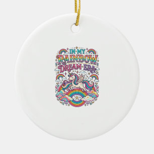 Ornamento De Cerâmica Unicórnio Na Minha Era De Roupas Coloridas Do Sonh