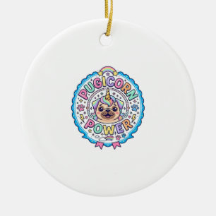Ornamento De Cerâmica Unicórnio Pugicorn Poder Divertido Presente Fofo D
