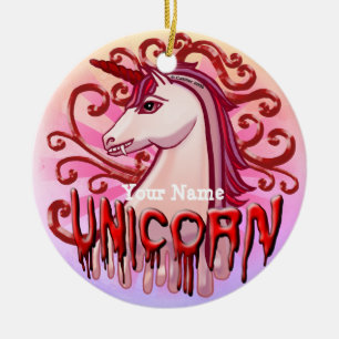 Ornamento De Cerâmica Unicórnio Vampiro