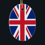 Ornamento De Cerâmica Union Jack<br><div class="desc">Design vermelho,  branco e azul baseado na tomada da União.</div>