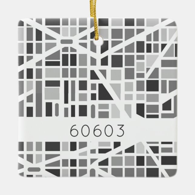 Ornamento De Cerâmica Urban Map Zip Code Arquitetura Design Moderna (Frente)