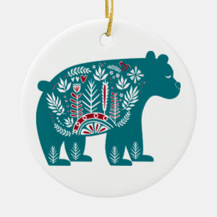 Ornamento De Cerâmica Urso Azul com Designs