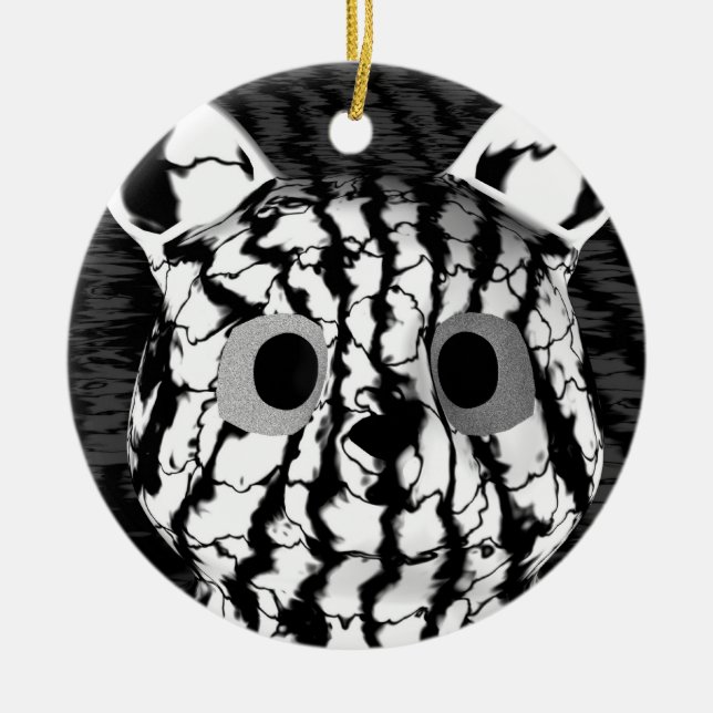 Ornamento De Cerâmica Urso Branco Preto (Frente)