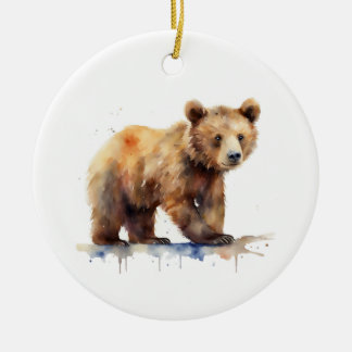 Ornamento De Cerâmica Urso Castanho