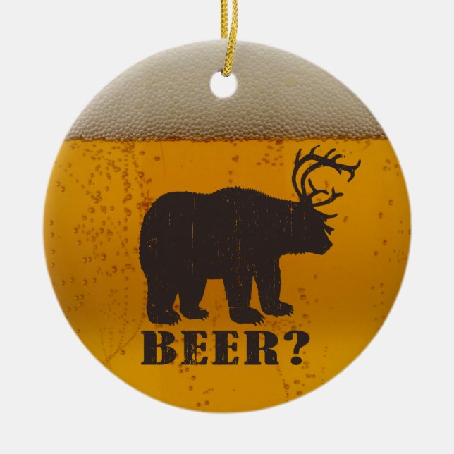 Ornamento De Cerâmica Urso, cervos ou cerveja? (Frente)