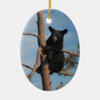 Ornamento De Cerâmica Urso Cub em uma árvore