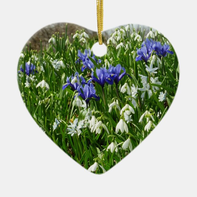 Ornamento De Cerâmica Urso da Paisagem das Flores da Primeira primavera (Frente)