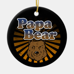 Ornamento De Cerâmica Urso da papá, olhar legal do vintage do dia dos
