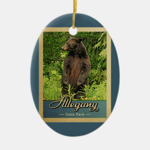 Ornamento De Cerâmica Urso das viagens vintage do parque estadual de