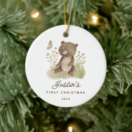 Ornamento De Cerâmica Urso de Cerâmica para o Primeiro Natal do Bebê