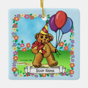 Ornamento De Cerâmica Urso de festa de aniversário
