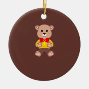 Ornamento De Cerâmica Urso de Gravata Azul Espaçonave Fofa
