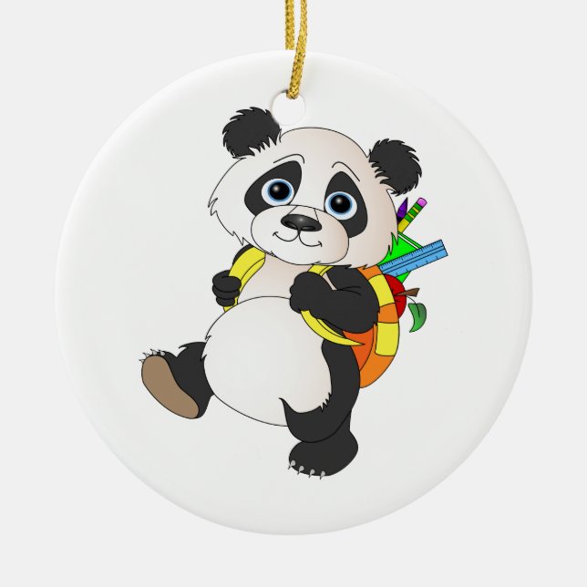 Ornamento De Cerâmica Urso de panda com trouxa (Frente)